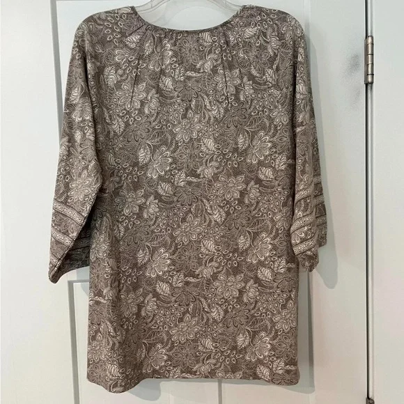 J JILL FLORAL PRINTED TUNIC SIZE MEDIUM. TAN/CREAM NWT! - Picture 5 of 6